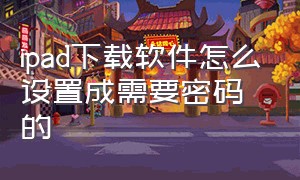 ipad下载软件怎么设置成需要密码的