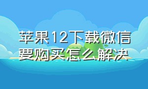 苹果12下载微信要购买怎么解决