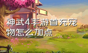 神武4手游首充宠物怎么加点