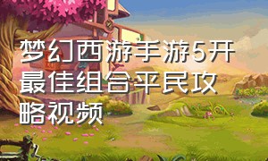 梦幻西游手游5开最佳组合平民攻略视频