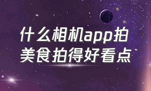 什么相机app拍美食拍得好看点