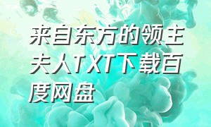 来自东方的领主夫人TXT下载百度网盘