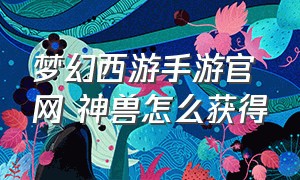 梦幻西游手游官网 神兽怎么获得