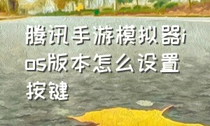 腾讯手游模拟器ios版本怎么设置按键