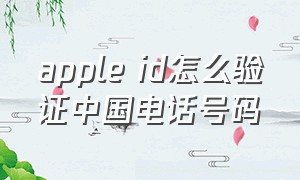 apple id怎么验证中国电话号码