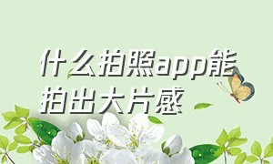 什么拍照app能拍出大片感