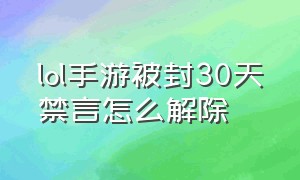 lol手游被封30天禁言怎么解除