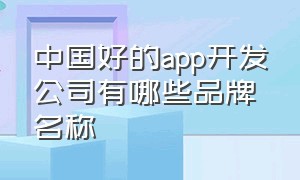 中国好的app开发公司有哪些品牌名称