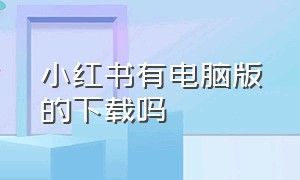 小红书有电脑版的下载吗