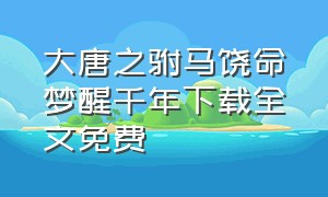 大唐之驸马饶命梦醒千年下载全文免费