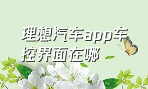 理想汽车app车控界面在哪