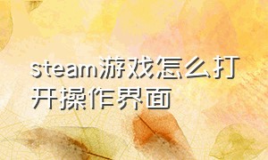 steam游戏怎么打开操作界面