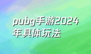 pubg手游2024年具体玩法