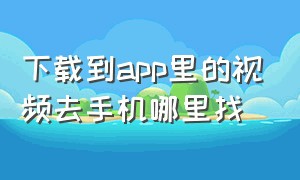 下载到app里的视频去手机哪里找