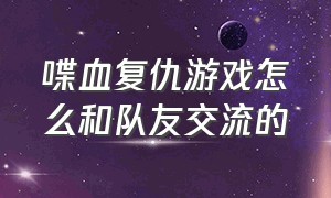 喋血复仇游戏怎么和队友交流的