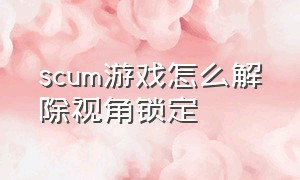 scum游戏怎么解除视角锁定