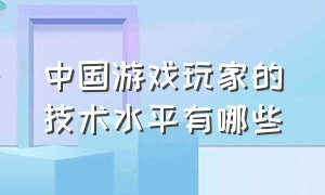 中国游戏玩家的技术水平有哪些