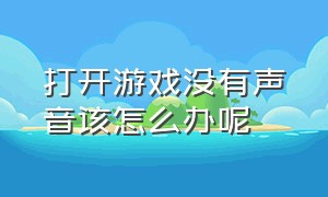 打开游戏没有声音该怎么办呢