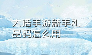 大话手游新手礼品码怎么用