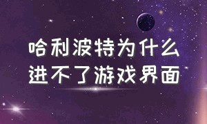 哈利波特为什么进不了游戏界面