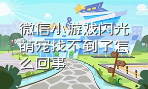 微信小游戏闪光萌宠找不到了怎么回事