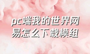 pc端我的世界网易怎么下载模组