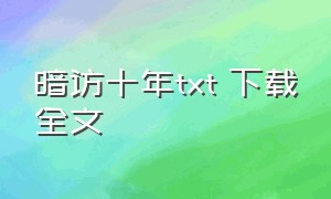 暗访十年txt 下载全文