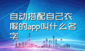 自动搭配自己衣服的app叫什么名字