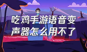 吃鸡手游语音变声器怎么用不了