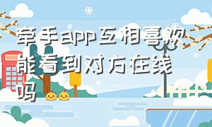 牵手app互相喜欢能看到对方在线吗