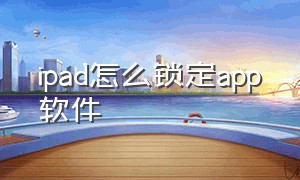 ipad怎么锁定app软件