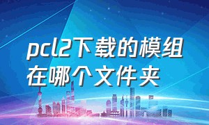 pcl2下载的模组在哪个文件夹