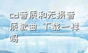 cd音质和无损音质歌曲 下载一样吗