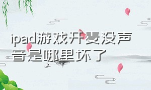 ipad游戏开麦没声音是哪里坏了