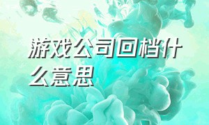 游戏公司回档什么意思