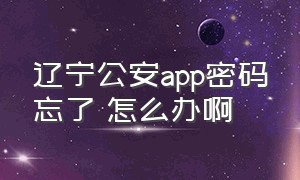 辽宁公安app密码忘了 怎么办啊