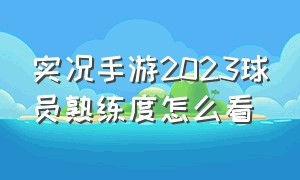 实况手游2023球员熟练度怎么看