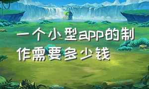 一个小型app的制作需要多少钱