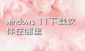 windows 11下载软件在哪里