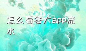 怎么看各大app流水