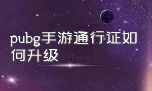 pubg手游通行证如何升级