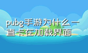 pubg手游为什么一直卡在加载界面