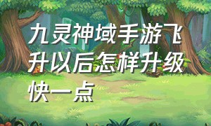 九灵神域手游飞升以后怎样升级快一点