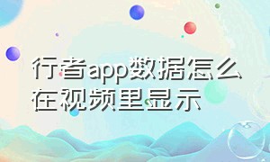 行者app数据怎么在视频里显示