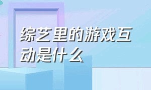 综艺里的游戏互动是什么