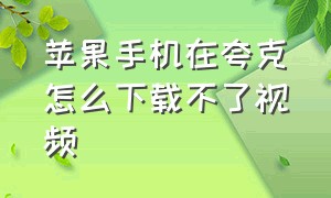 苹果手机在夸克怎么下载不了视频