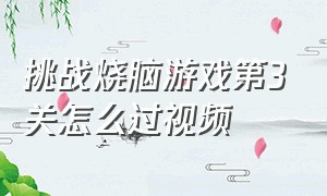 挑战烧脑游戏第3关怎么过视频