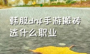 韩服dnf手游搬砖选什么职业