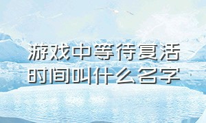 游戏中等待复活时间叫什么名字