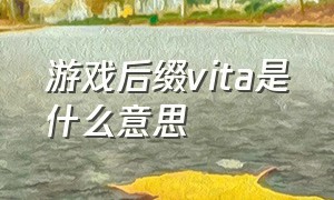 游戏后缀vita是什么意思